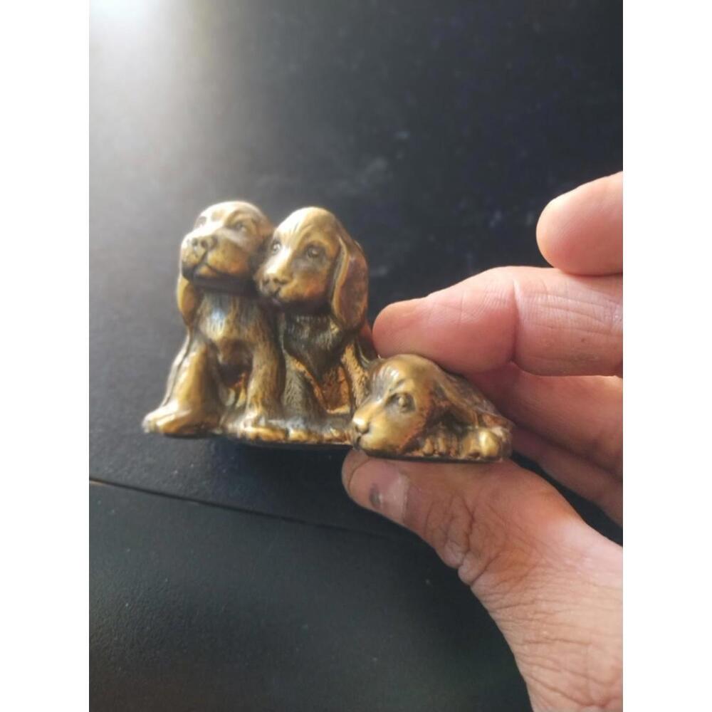 Vintage PM Craftsman Brass Puppies Paperweight Made In America